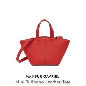 Mansur Gavriel Tulipano Mini Red Leather Top Handle Bag Cross Body Adjustable